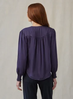 Bella Dahl Smocked Cuff Button Down - Galaxy Smoke- Seasonal Essentials