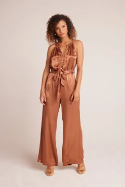 Bella Dahl Smocked Halter Neck Jumpsuit - Curacao Coconut- Rompers & Jumpsuits