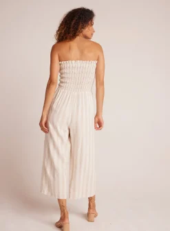 Bella Dahl Smocked Strapless Jumpsuit - Playa Sand Stripe- Rompers & Jumpsuits
