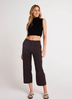 Bella Dahl Sofia Wide Leg Crop - Black Smoke- Pants