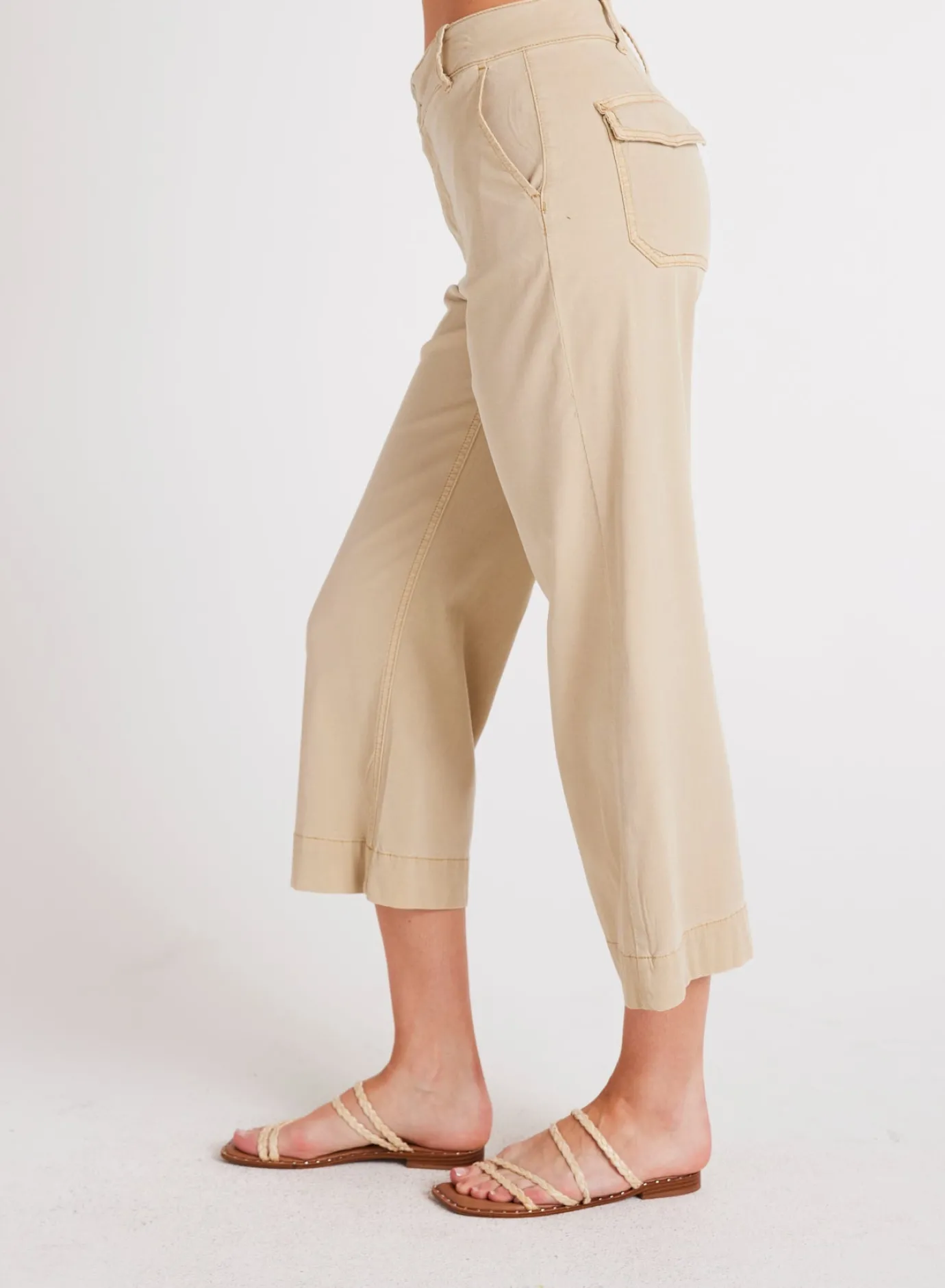 Bella Dahl Sofia Wide Leg Crop - Seaside Khaki- Pants