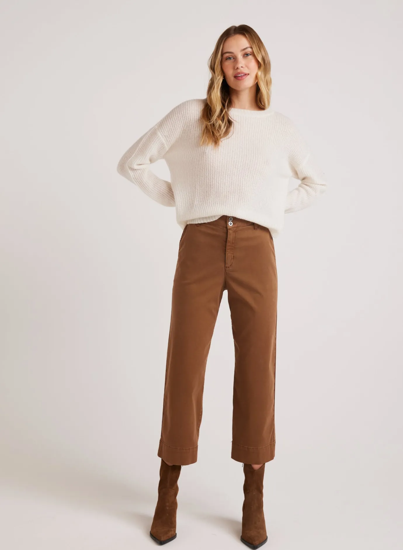 Bella Dahl Sofia Wide Leg Crop - Spiced Brown- Pants
