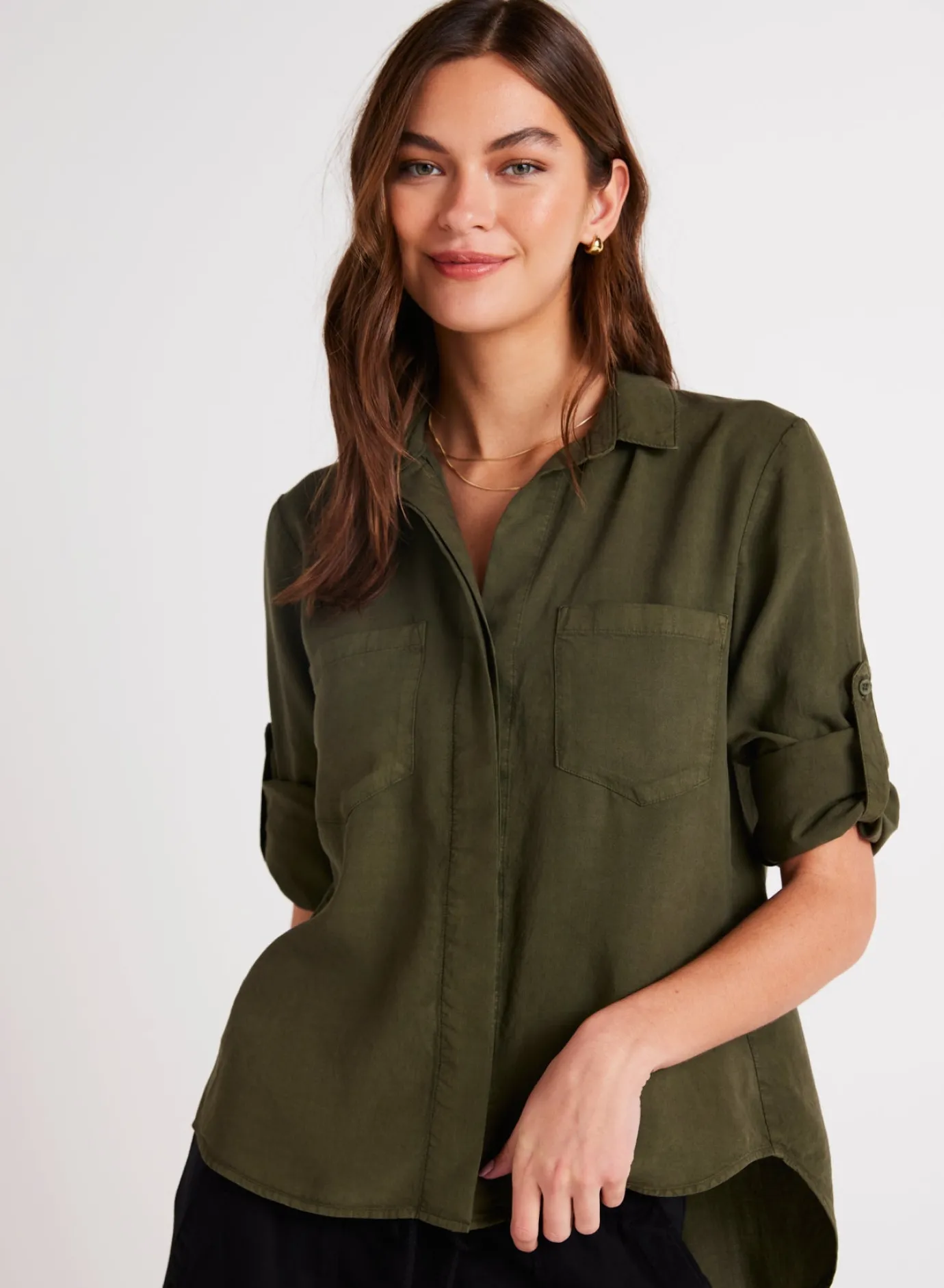 Bella Dahl Split Back Button Down - Italian Herb- Button Down