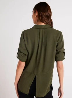 Bella Dahl Split Back Button Down - Italian Herb- Essentials Tops