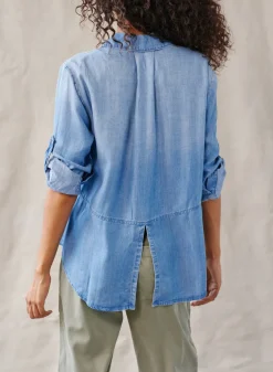 Bella Dahl Split Back Button Down - Medium Ombre Wash- Long Sleeve