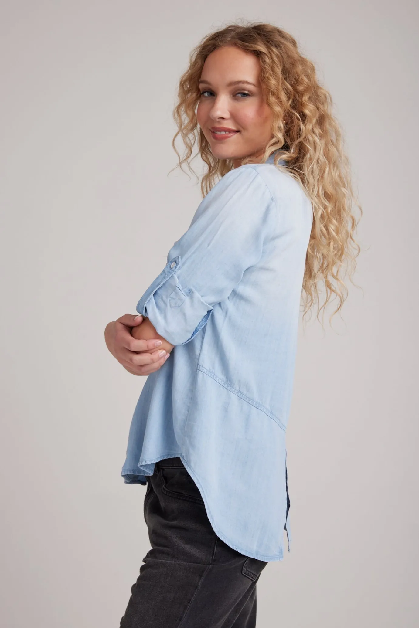 Bella Dahl Split Back Button Down - Sunbleach Wash- Long Sleeve