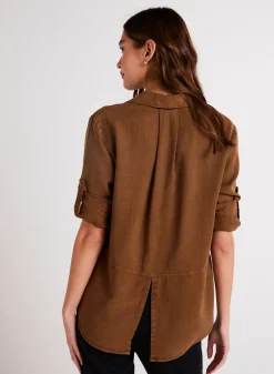 Bella Dahl Split Back Button Down - Twilight Gold- Button Down