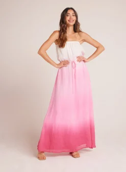 Bella Dahl Strapless Linen Maxi Dress - Pink Ombre Dye- Long Dresses