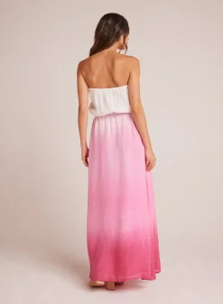 Bella Dahl Strapless Linen Maxi Dress - Pink Ombre Dye- Long Dresses