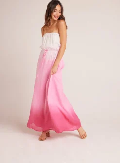 Bella Dahl Strapless Linen Maxi Dress - Pink Ombre Dye- Long Dresses