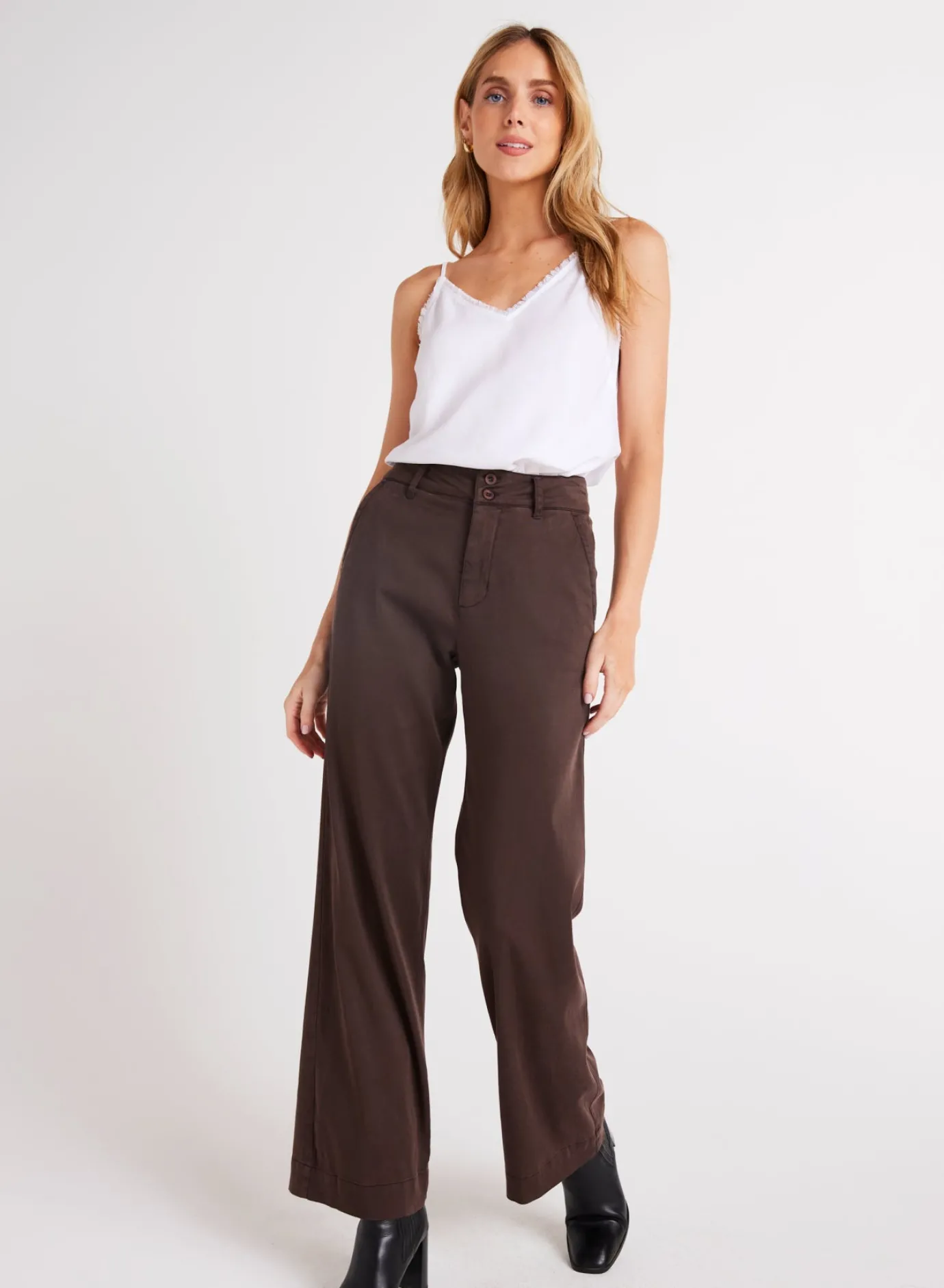 Bella Dahl Sydney Wide Leg Pant - Chestnut Brown- Pants
