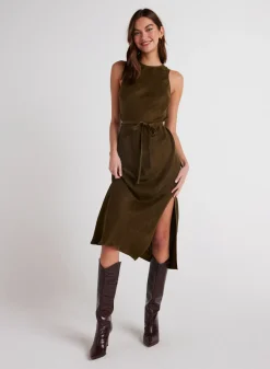 Bella Dahl Tank Slip Dress - Autumn Olive- Long Dresses