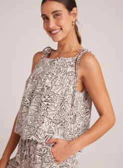 Bella Dahl Tie Shoulder Tank - Papillon Print- Sleeveless