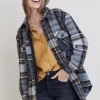 Bella Dahl Topanga Belted Shacket - Golden Honey Plaid- Outerwear