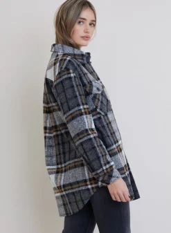 Bella Dahl Topanga Belted Shacket - Golden Honey Plaid- Outerwear