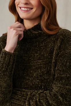 Bella Dahl Turtle Neck Chenille Sweater Dress - Italian Herb- Seasonal Essentials