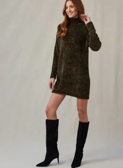 Bella Dahl Turtle Neck Chenille Sweater Dress - Italian Herb- Essentials Dresses