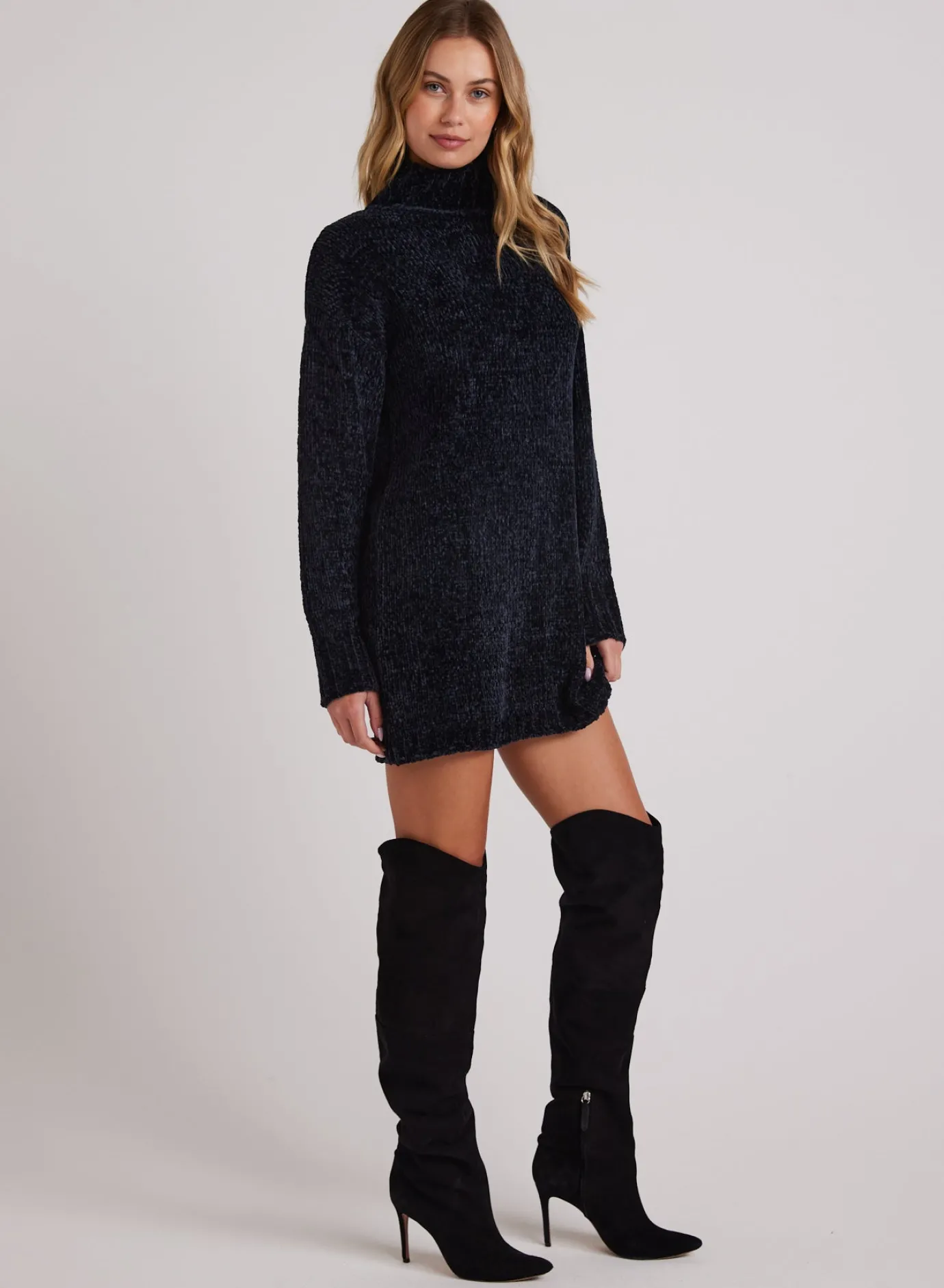 Bella Dahl Turtle Neck Chenille Sweater Dress- - Short Dresses