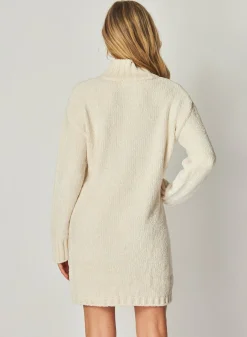 Bella Dahl Turtle Neck Sweater Dress - Opal Ivory- Short Dresses