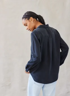 Bella Dahl Two Pocket Classic Button Down - Vintage Black- Essentials Tops