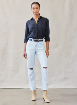 Bella Dahl Two Pocket Classic Button Down - Vintage Black- Long Sleeve
