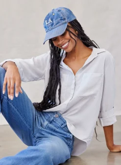 Bella Dahl Two Pocket Classic Button Down - Foggy Sky- Essentials Tops
