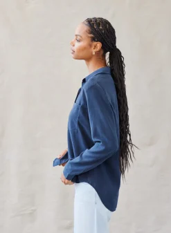 Bella Dahl Two Pocket Classic Button Down - Endless Sea- Long Sleeve
