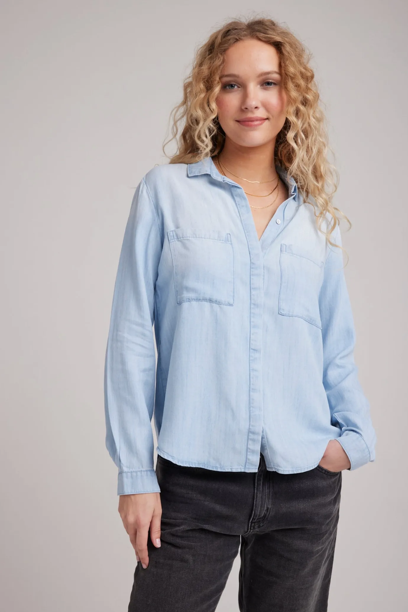 Bella Dahl Two Pocket Classic Button Down - Sunbleach Wash- Long Sleeve