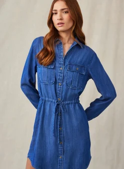 Bella Dahl Utility Pockets Mini Shirt Dress - Moonlit Haze Wash- Essentials Dresses