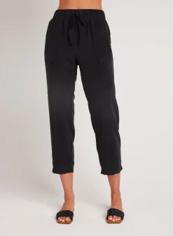 Bella Dahl Utility Tie Waist Trouser - Vintage Black- Essentials Bottoms