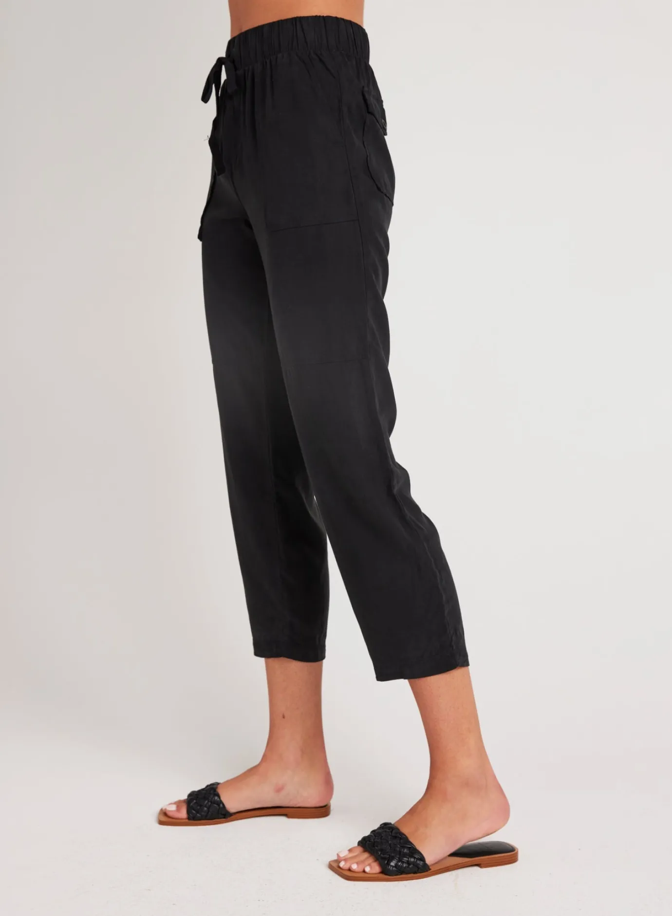 Bella Dahl Utility Tie Waist Trouser - Vintage Black- Essentials Bottoms