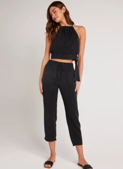 Bella Dahl Utility Tie Waist Trouser - Vintage Black- Pants