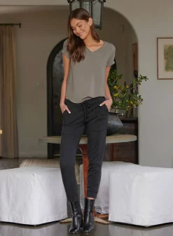 Bella Dahl V-Neck Tee - Soft Army- T-Shirts