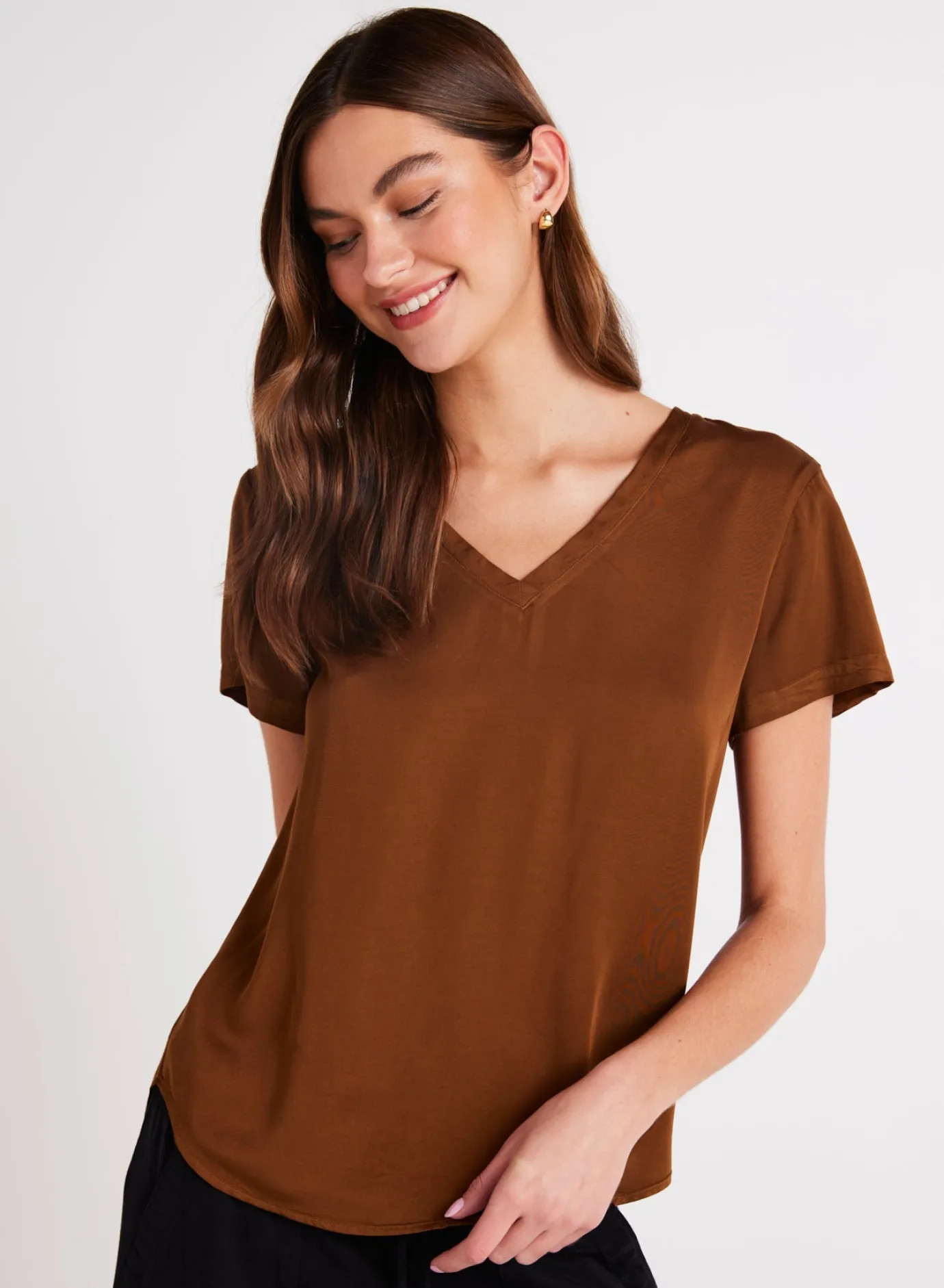 Bella Dahl V-Neck Tee - Twilight Gold- Short Sleeve