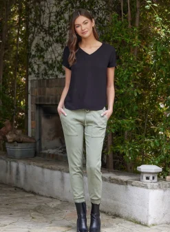 Bella Dahl V-Neck Tee - Vintage Black- T-Shirts