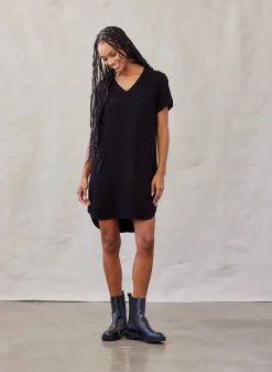 Bella Dahl V-Neck  Tee Dress - Vintage Black- Short Dresses