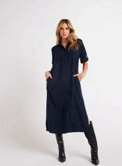 Bella Dahl Western Yoke Duster Dress - Endless Sea- Essentials Dresses