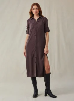 Bella Dahl Western Yoke Duster Dress - Chestnut Brown- Seasonal Essentials