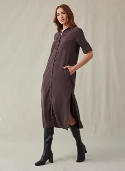 Bella Dahl Western Yoke Duster Dress - Chestnut Brown- Seasonal Essentials