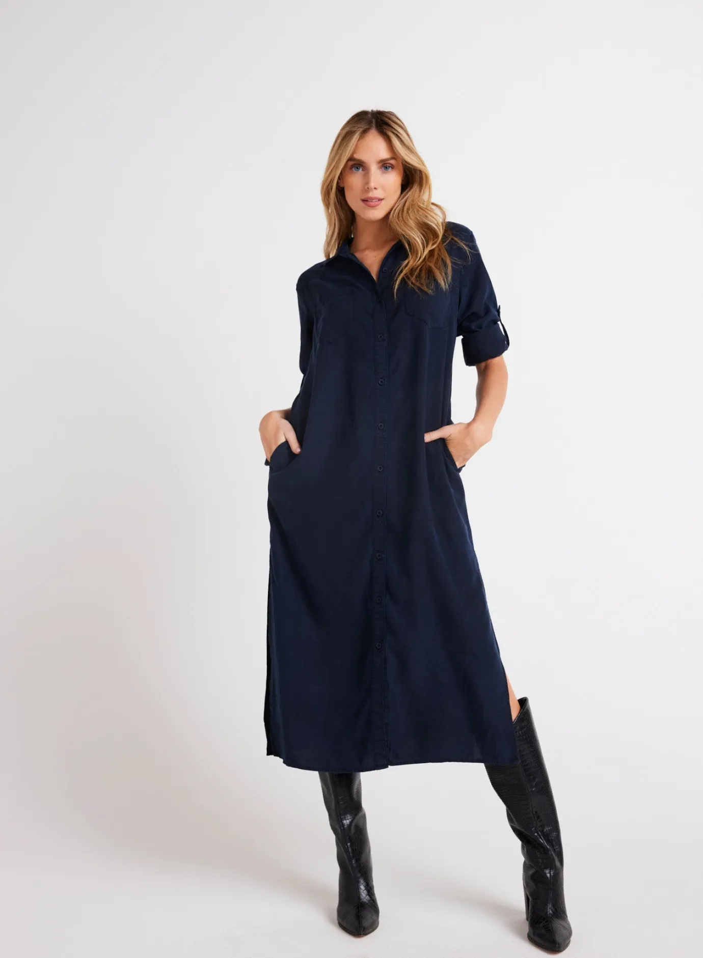 Bella Dahl Western Yoke Duster Dress - Endless Sea- Seasonal Essentials