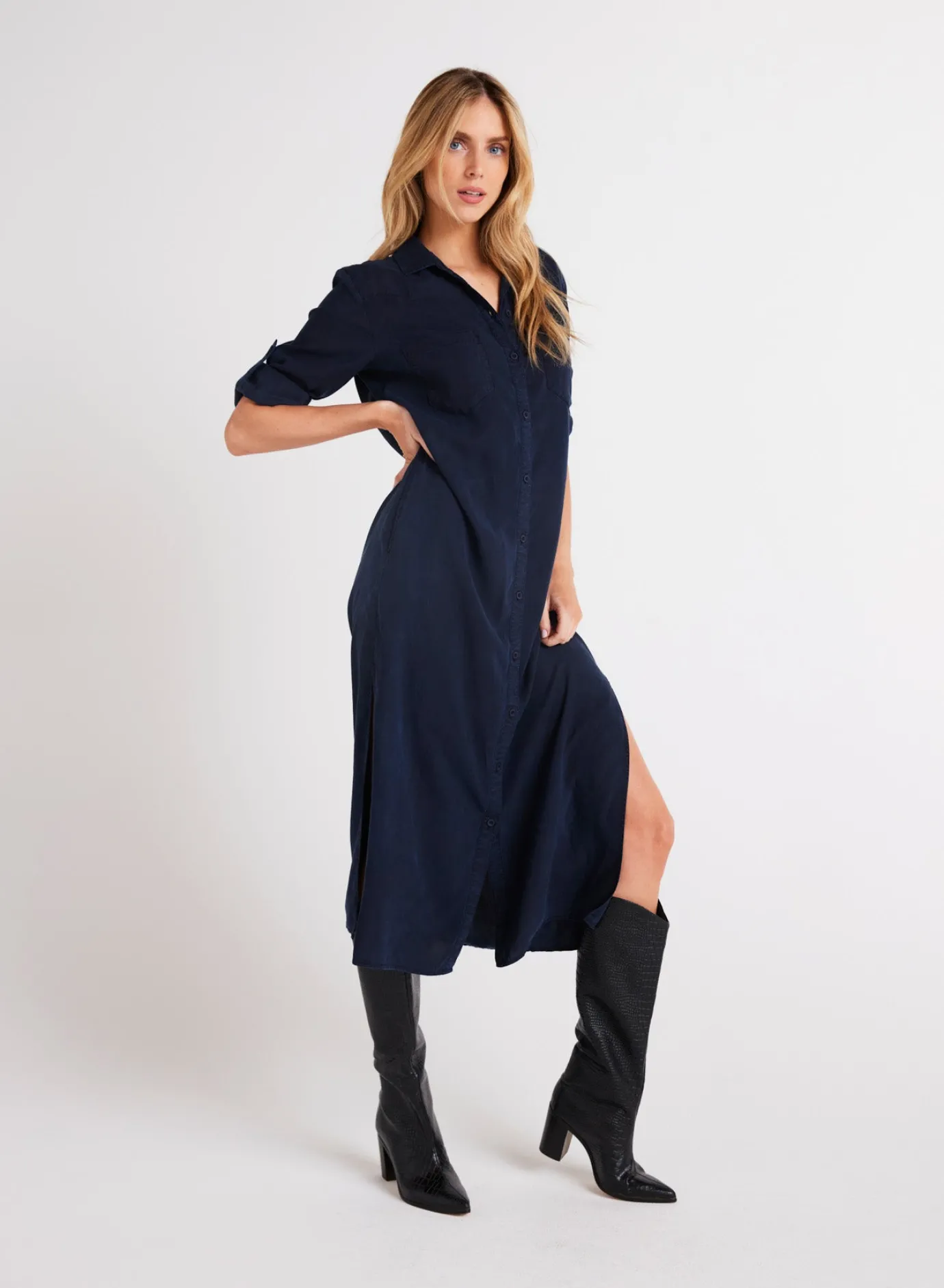 Bella Dahl Western Yoke Duster Dress - Endless Sea- Seasonal Essentials