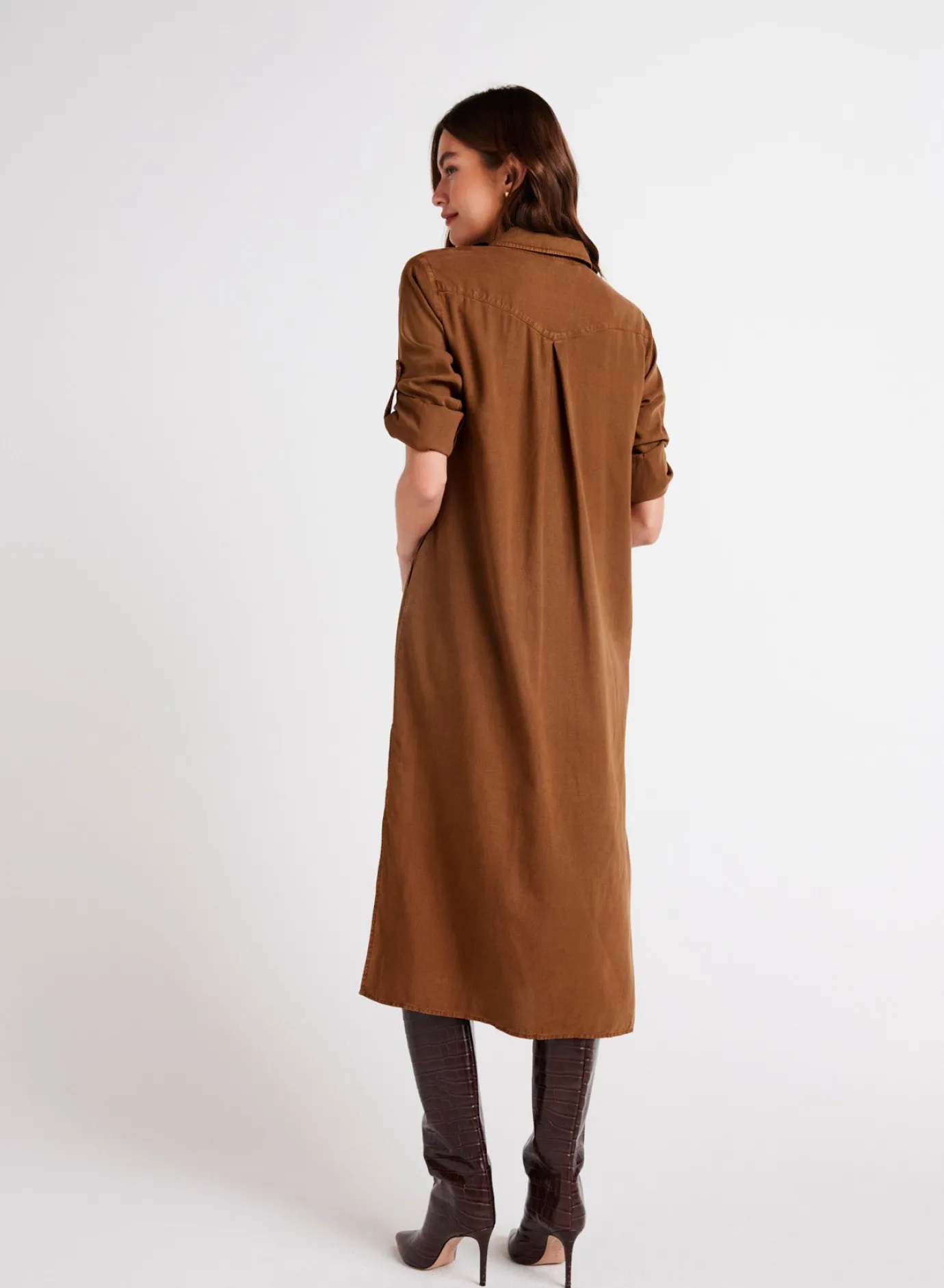 Bella Dahl Western Yoke Duster Dress - Twilight Gold- Long Dresses