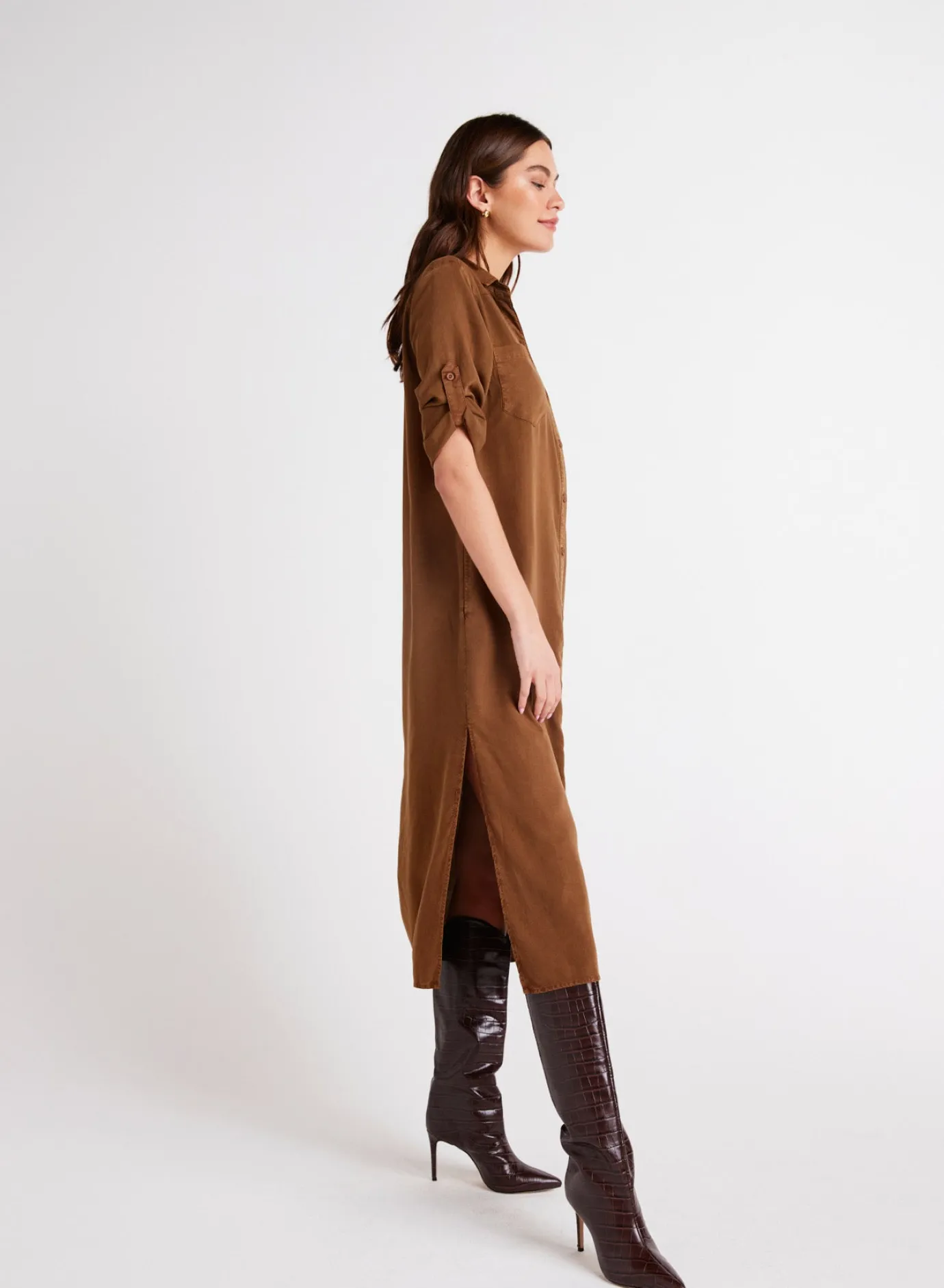Bella Dahl Western Yoke Duster Dress - Twilight Gold- Long Dresses