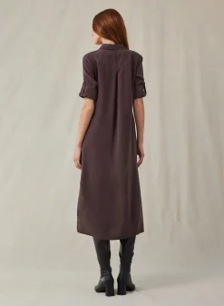 Bella Dahl Western Yoke Duster Dress - Chestnut Brown- Essentials Dresses