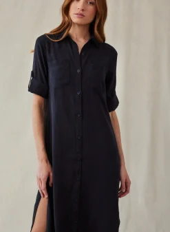 Bella Dahl Western Yoke Duster Dress - Vintage Black- Essentials Dresses