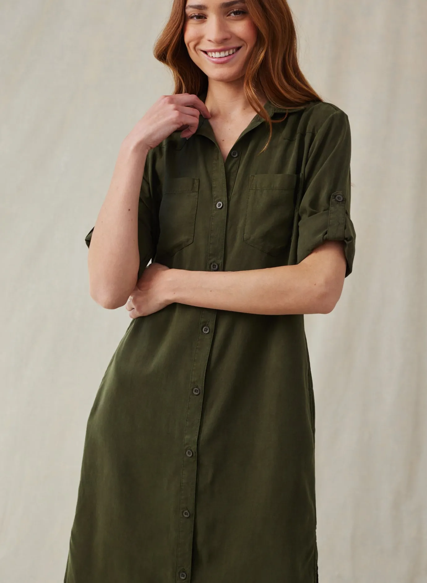 Bella Dahl Western Yoke Duster Dress - Italian Herb- Seasonal Essentials